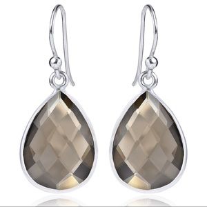 Smoky Quartz Teardrop Shape Bezel Earring